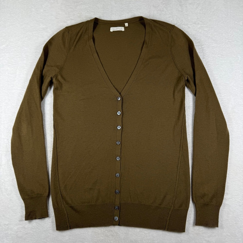 Martin + Osa Womens V-Neck Button Down Cardigan Sweater Olive Brown Size M